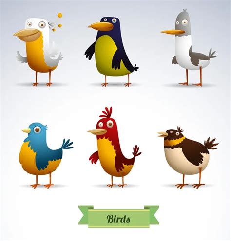 Set Of Cartoon Tropical Fantasy Birds Stock Vector Image By