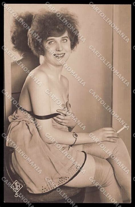 French Risque Nude Woman Smoking Jb Original Rppc Postcard Zg