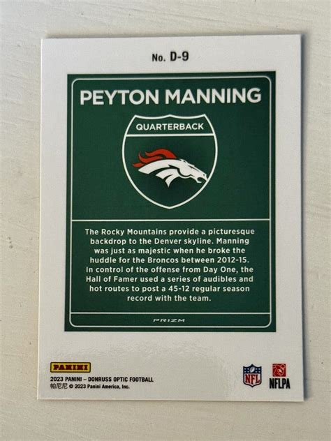 Panini Donruss Optic Peyton Manning Downtown Case Hit Ssp Slab