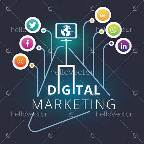 Digital Marketing Graphic With Colorful Social Media Icons Vector