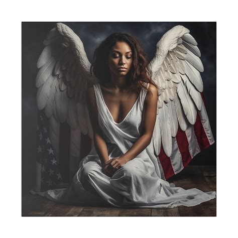 African American Angel Canvas Art Patriotic Angel in Prayer Tribute to ...