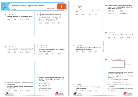 S N F Cebirsel Fadenin De Erini Hesaplama Yaprak Test