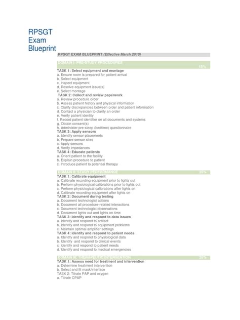 RPSGT Exam Blueprint | PDF | Medicine | Medical Specialties
