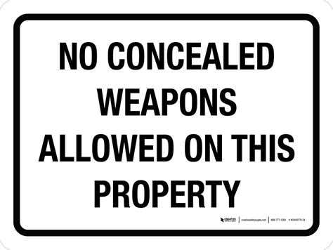 concealed weapons allowed   property landscape wall sign
