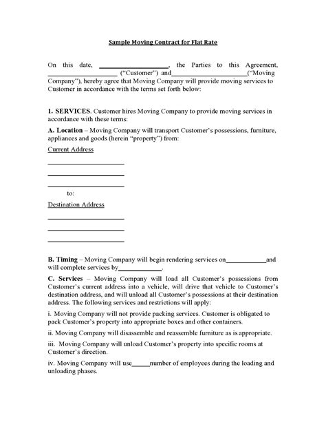 Movers Contract Template