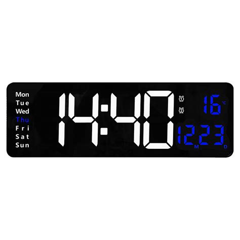 Midewhik Clock Large Led Digital Wall Clock Temperature Date Day ...