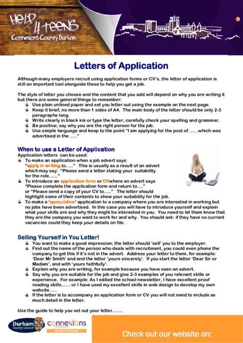 letters  application instructions printable