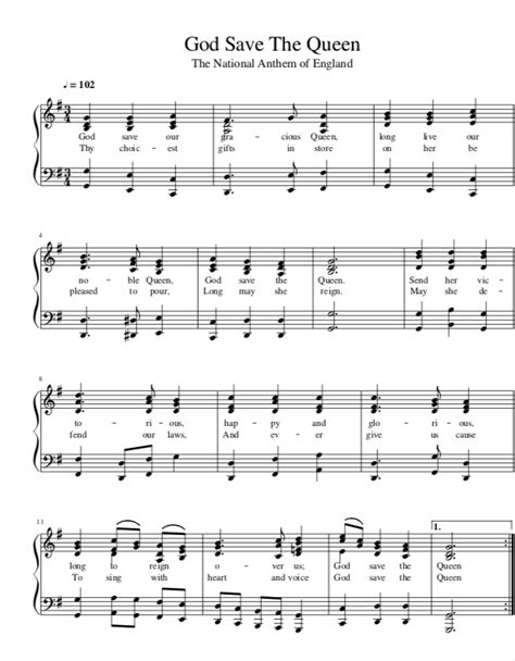 God Save the Queen - Easy Sheet Music in PDF - La Touche Musicale