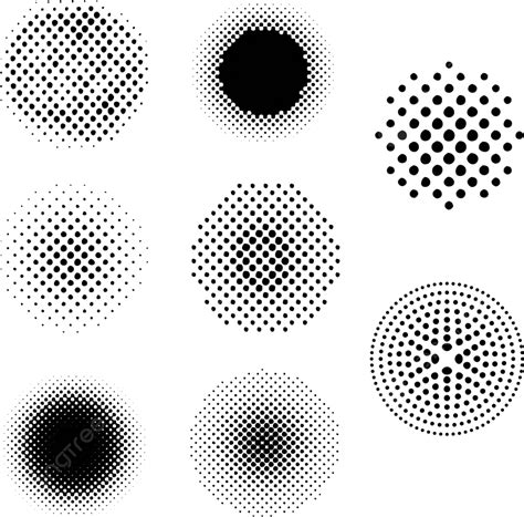 Set Of Abstract Halftone Retro Element Halftone Pattern Vector Retro