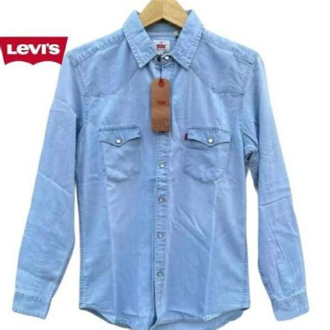 Jual Kemeja Pria Lengan Panjang Katun Denim Levis Terbaru Korikorisan