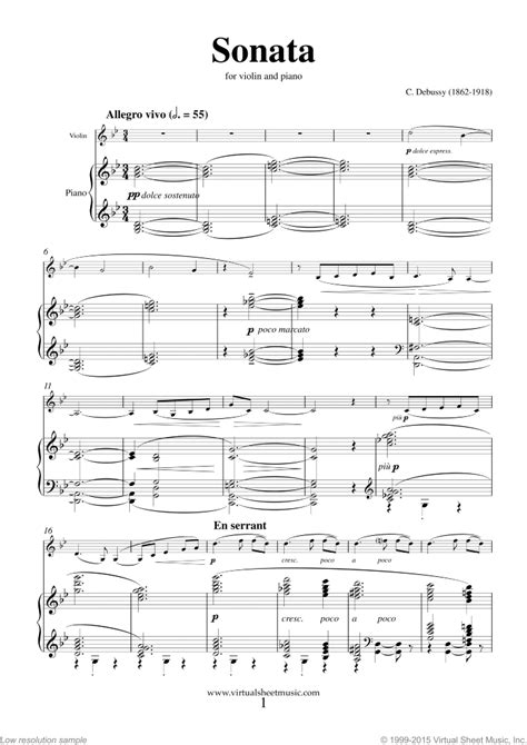 Debussy Violin Sonata In G Minor Sheet Music For Violin And Piano