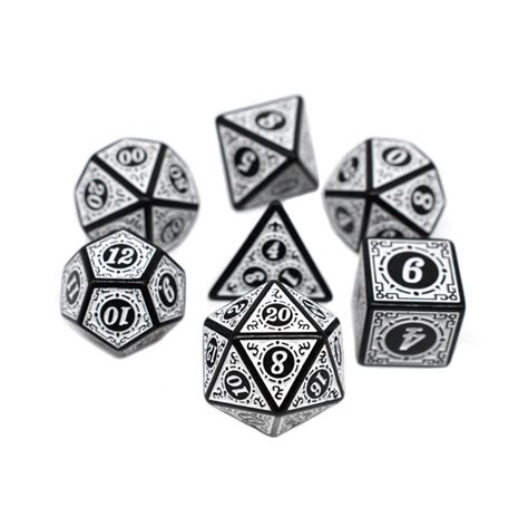 Sorcerers Flame White 7pc Rpg Dice Set Random Encounter Dice