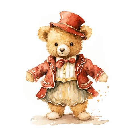 Premium Photo There Is A Teddy Bear Dressed In A Red Coat And Hat Generative Ai