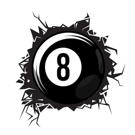 Premium Vector Billiard Ball Number Eight Cracked Wall Pool Ball Club