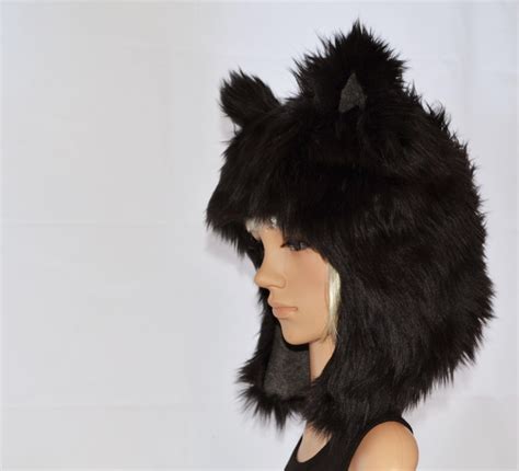 Black Wolf Hat Faux Fur Animal Hat - Etsy