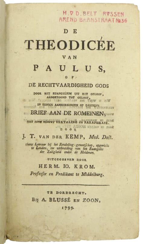 De Theodic E Van Paulus Of De Rechtvaardigheid Gods Door Het Evangeium