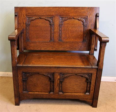 Antique Oak Monks Bench Settle Hall Seat Antiques Atlas