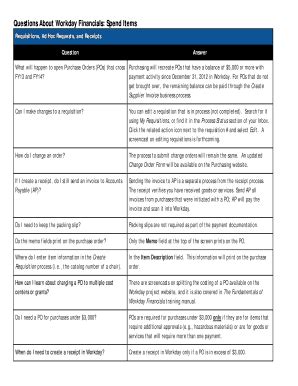 Fillable Online Questions About Workday Financials Spend Items Fax