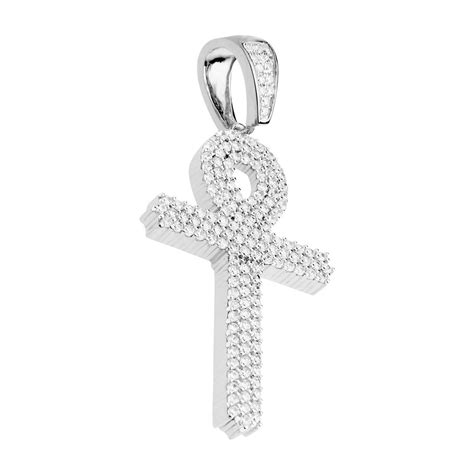 Premium Bling 925 Sterling Silber Anch Kreuz Anhänger Anhänger