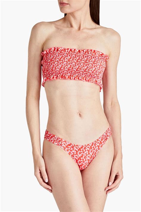 Solid Striped Tief Sitzendes Bikini H Schen Mit Floralem Print Und