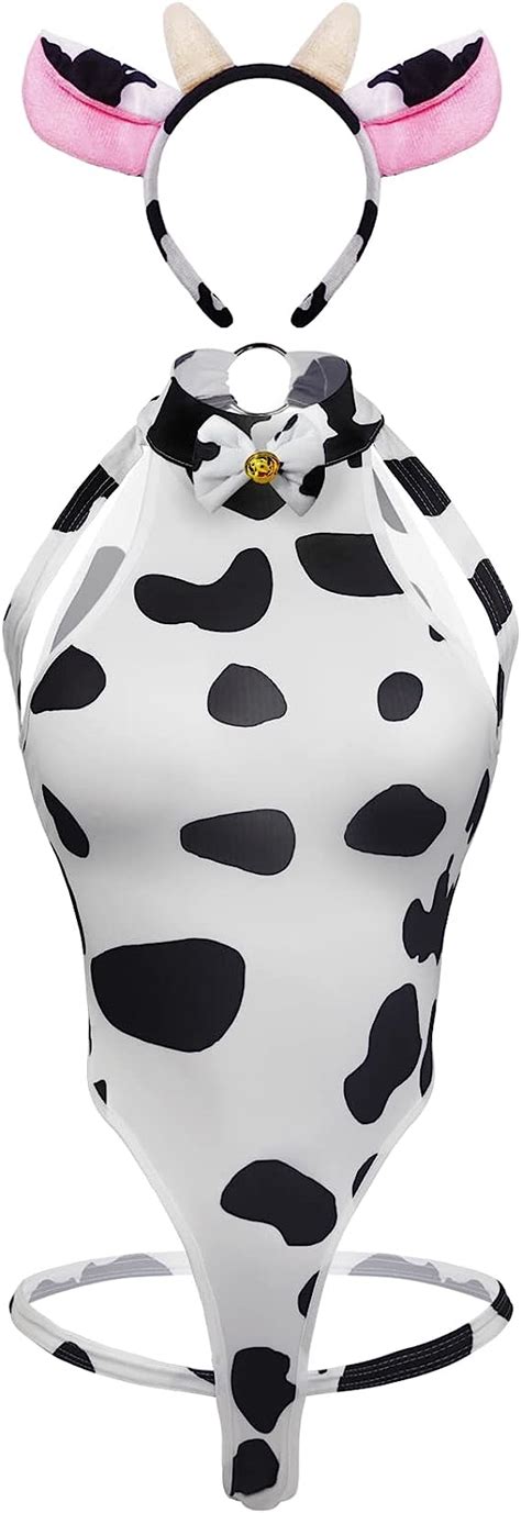 Amazon paloli Conjunto de bikini Lolita Kawaii para mujer con diseño de vaca animada