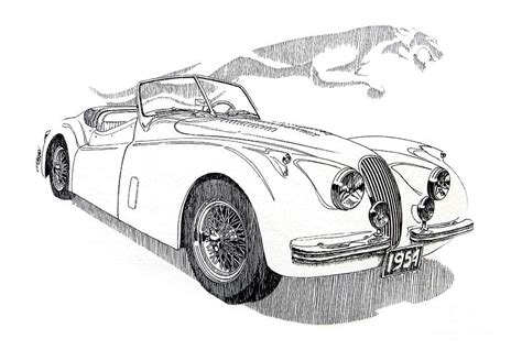 Xk120 Jaguar Drawing By Dave Tobaben