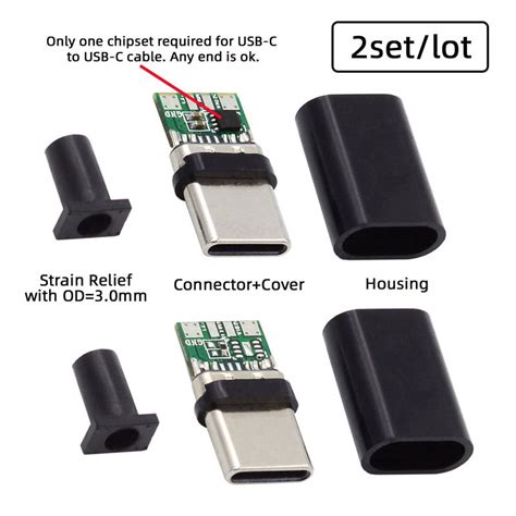 JSER 2sets Lot DIY OEM 24pin Connector Plug USB Type C USB C Male To