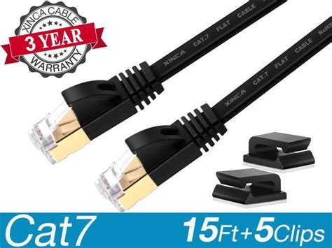 Xinca Cat Ethernet Cable Lnternet Network Flat Patch Cord Ft Black