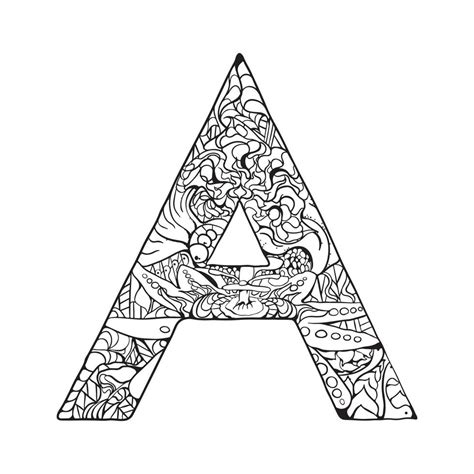 Alphabets Mandala Coloring Page Mandala Letters Arts Design Style