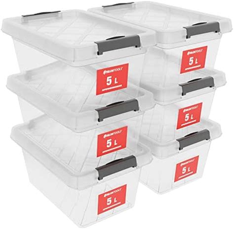 ATHLON TOOLS 6 Cajas De Almacenamiento De 5 L Con Tapa Aptas Para