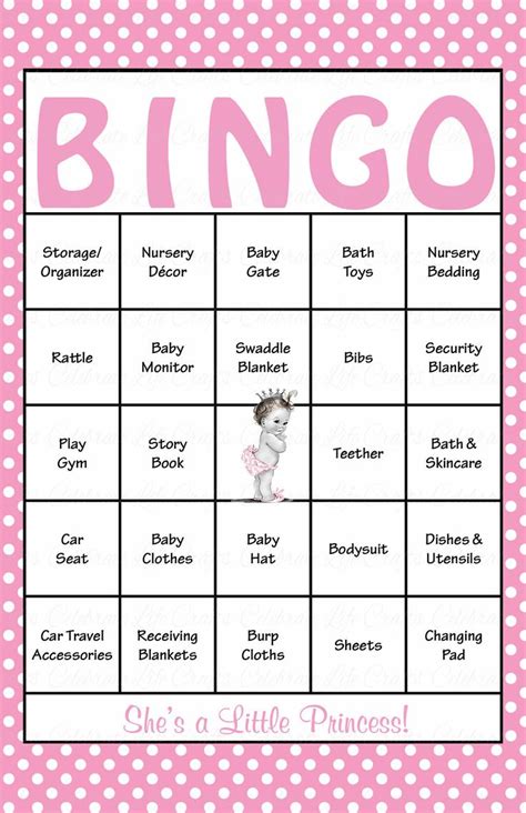 Princess Baby Bingo Cards Printable Download Prefilled Baby