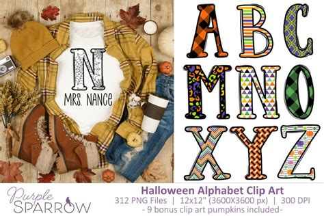 Halloween Alphabet Clip Art Bundle | 312 Letters + BONUS