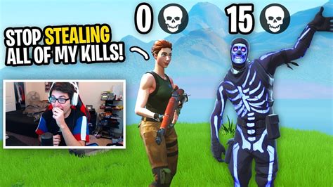 I Stole Every Single Kill From My Random Duo In Fortnite Youtube