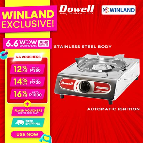 Dowell By Winland Single Burner Gas Stove With Stainless Steel Body SSB