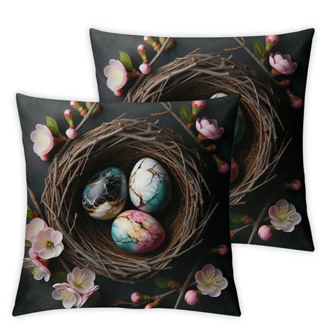 Ulloord Throw Pillow Covers Bird Nest Rustic Country Farmhouse Oil