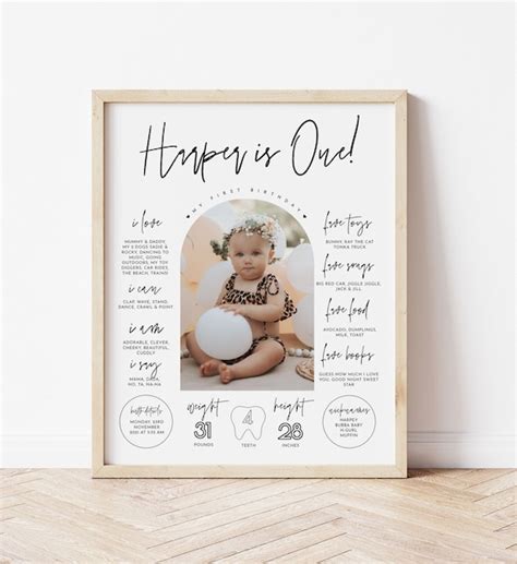 Baby S First Year Milestone Board Template Fully Etsy