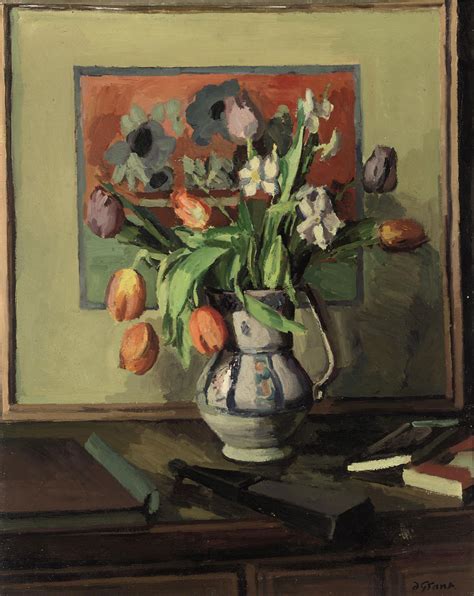 Duncan Grant 1885 1978 Still Life With Tulips And Narcissi In A Jug