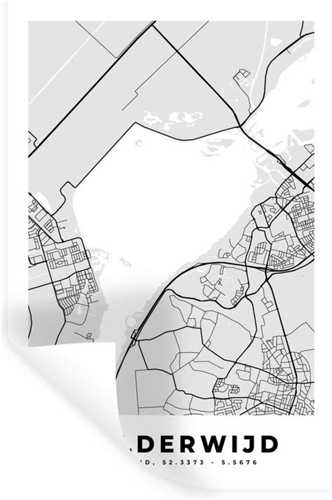 Muurstickers Stadskaart Water Kaart Nederland Plattegrond