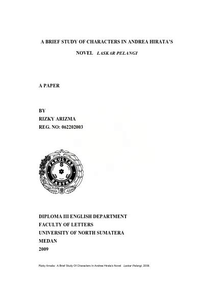 A Brief Study Of Characters In Andrea Hirata’s Novel Laskar Pelangi