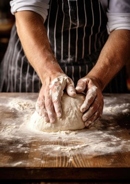 Un Panadero Profesional Amasa Masa Para Pan Fresco En Su Propia