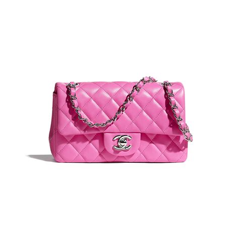 Lambskin And Silver Tone Metal Neon Pink Mini Flap Bag Chanel