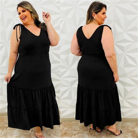 Vestido Longo Alcinha Plus Size Tres Marias Regulagem Rodado Alca