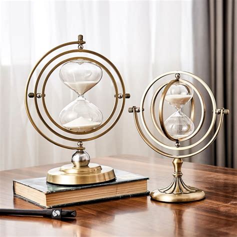 Nordic Hour Glass Rotating Sand Hourglass Vintage Home Decor Globe Ornaments Sand Clock