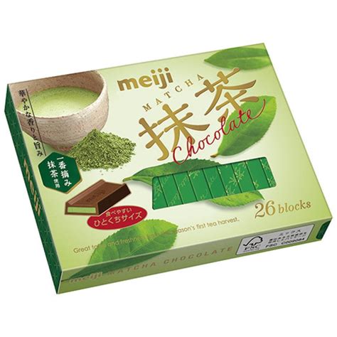 meiji matcha chocolate green tea filled milk chocolate  pieces