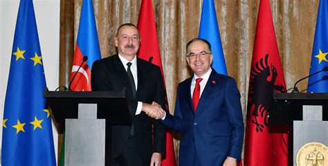 Azerbaijani Albanian Presidents Made Press Statements Official Web