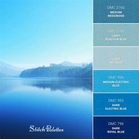 Blue Lake - Embroidery Color Palette (With Thread Codes)