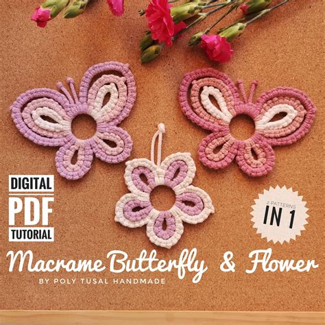 Macrame Butterfly Flower Pattern PDF Tutorial Cute Pedants DIY Summer