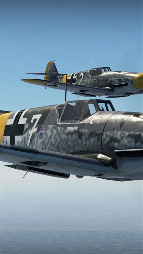 Ww2 Bf 109 Fighters Soaring Through Blue Skies Backiee