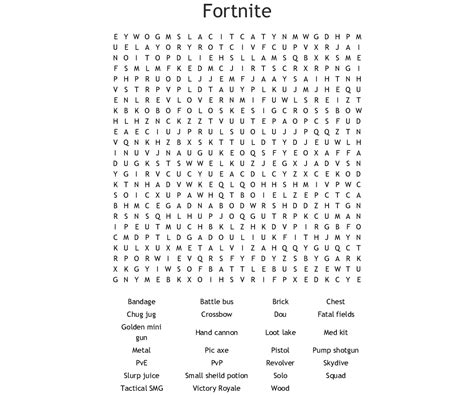 Fortnite Word Search Printable Word Search Printable