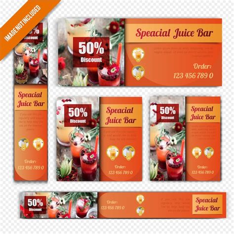 Conjunto De Banners Web Para Juicy Bar Vector Premium